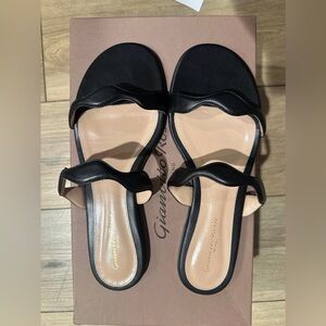 $375!! Gianvito Rossi Nappa Black Women's Sandals size 40.5/US 10.5
